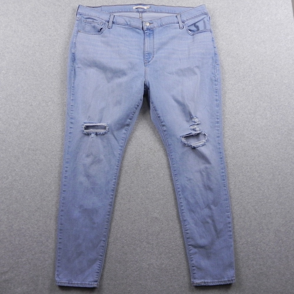 Levi's 721 Jeans Womens 22W High Rise Skinny Distressed Stretch Flex Denim Blue
